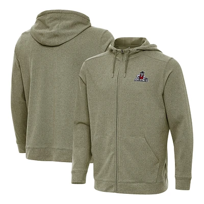 Men's Antigua Olive New Mexico State Aggies Effortless Full-Zip Hoodie