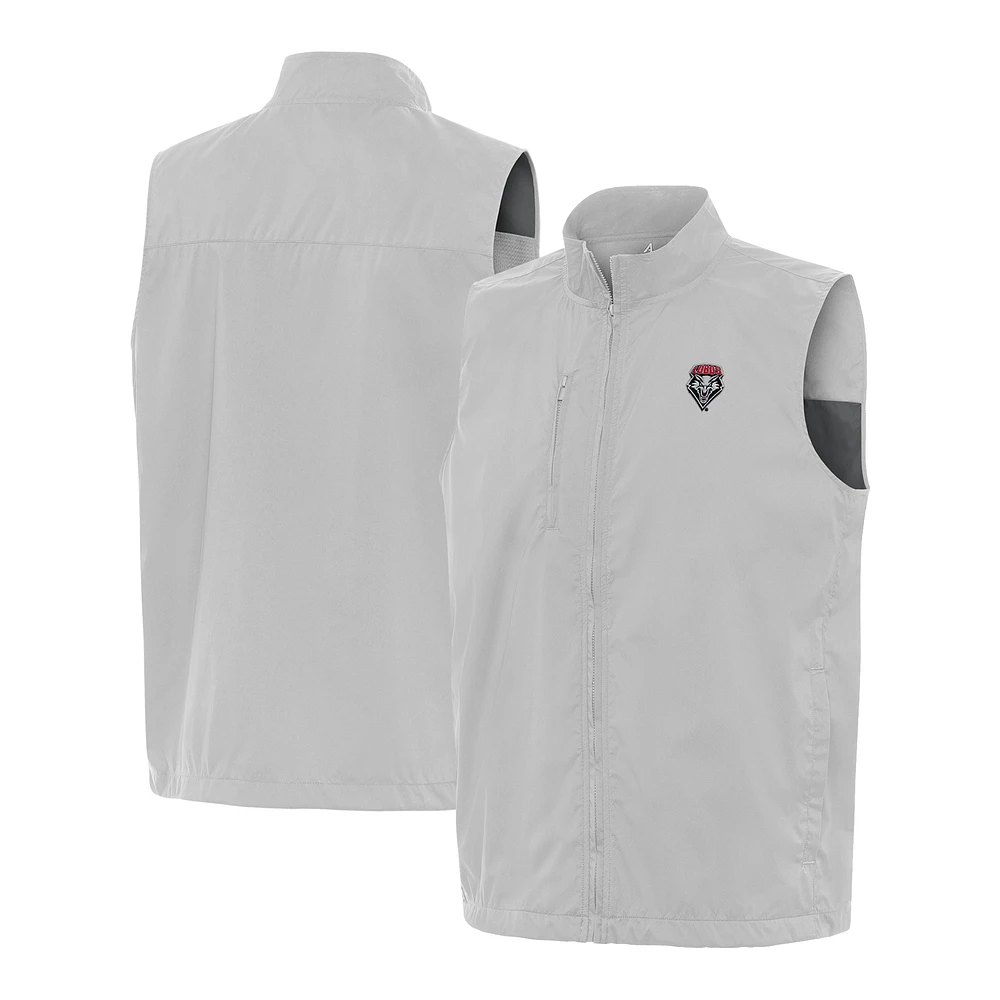 Men's Antigua Gray New Mexico Lobos Brisk Full-Zip Vest