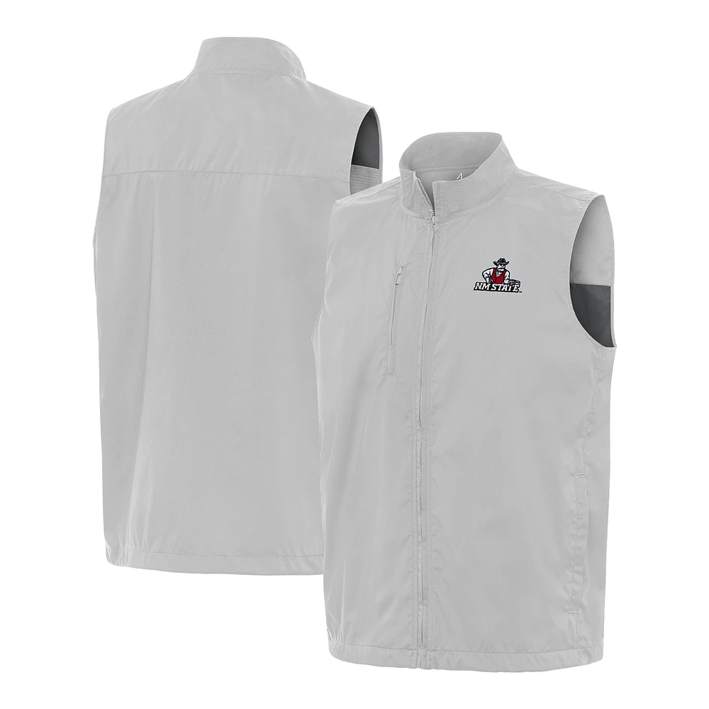 Men's Antigua Gray New Mexico State Aggies Brisk Full-Zip Vest