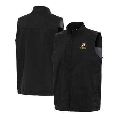 Men's Antigua Black Oregon Ducks Brisk Full-Zip Vest
