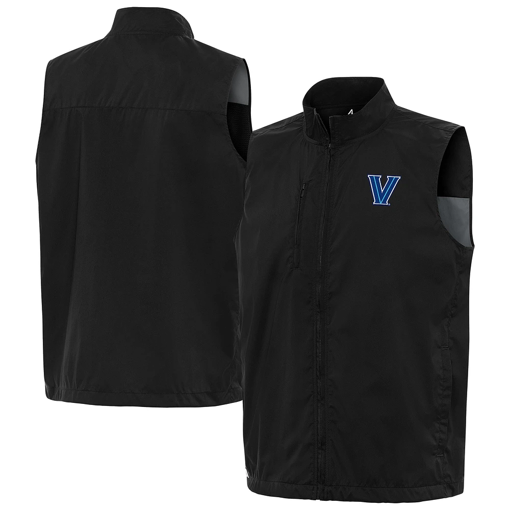 Men's Antigua Black Villanova Wildcats Brisk Full-Zip Vest