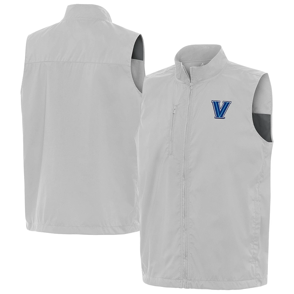 Men's Antigua Heather Gray Villanova Wildcats Brisk Full-Zip Vest