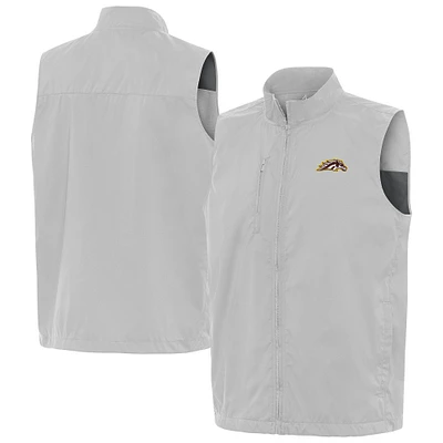 Men's Antigua Heather Gray Western Michigan Broncos Brisk Full-Zip Vest