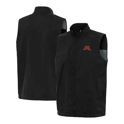 Men's Antigua Black Minnesota Golden Gophers Brisk Full-Zip Vest