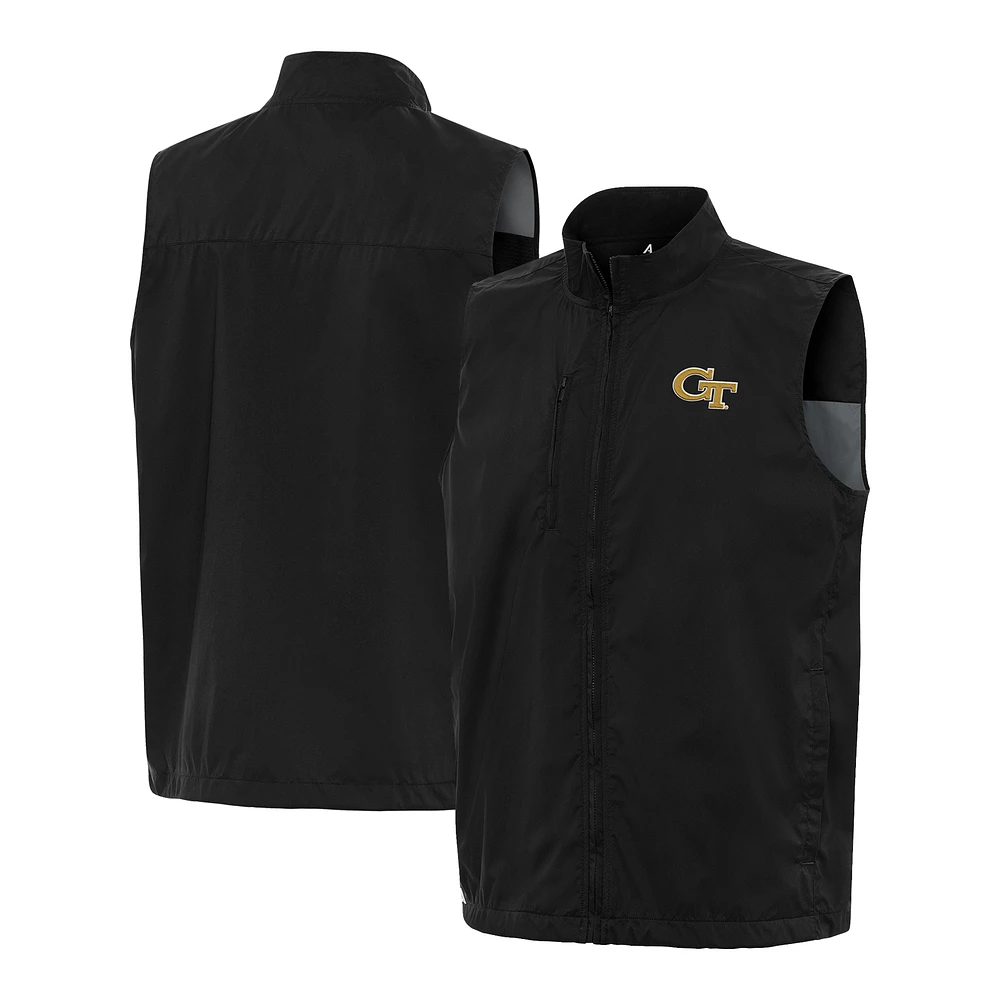 Men's Antigua Black Georgia Tech Yellow Jackets Brisk Full-Zip Vest