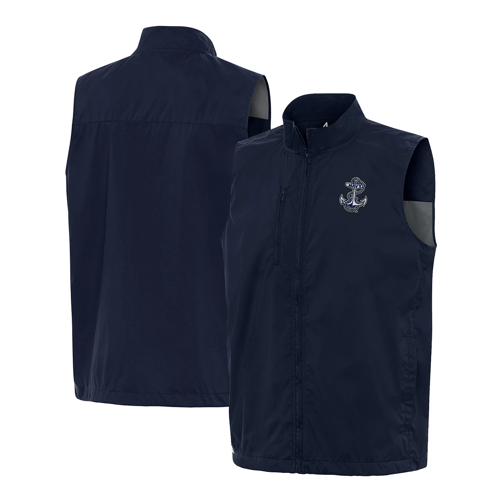 Men's Antigua Navy Midshipmen Brisk Full-Zip Vest