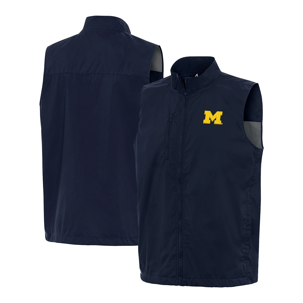 Men's Antigua Navy Michigan Wolverines Brisk Full-Zip Vest