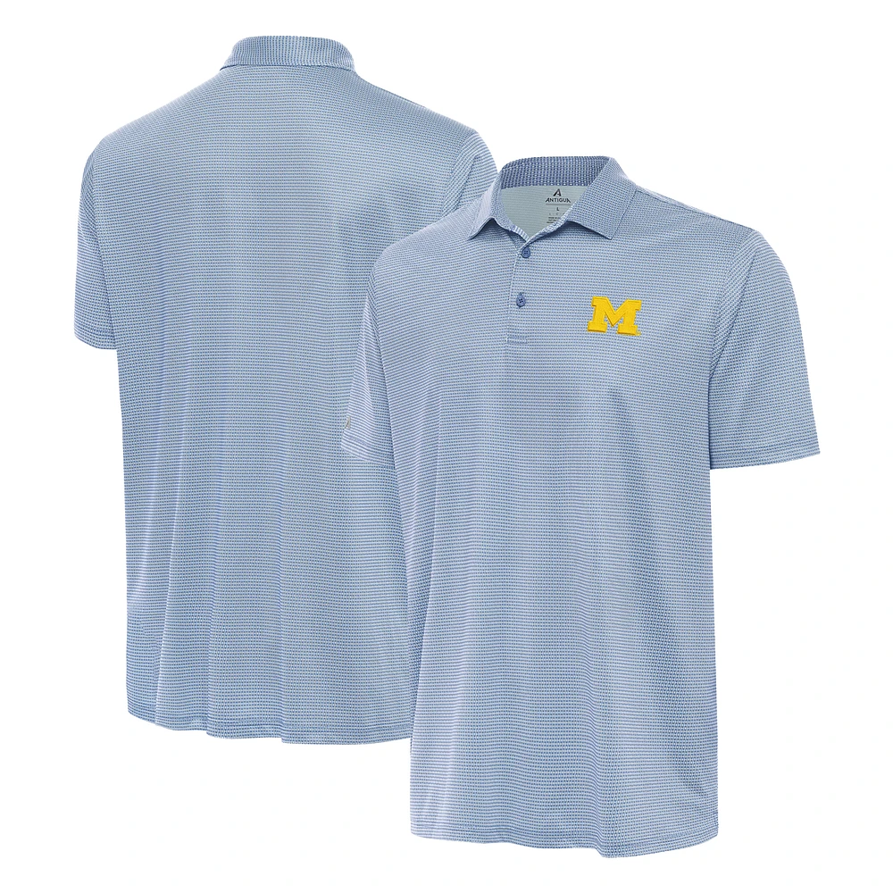 Men's Antigua White/Heather Aqua Michigan Wolverines Rings Polo