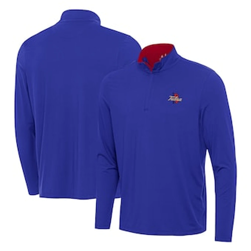 Men's Antigua Royal Tulsa Golden Hurricane Content Quarter-Zip Pullover Top