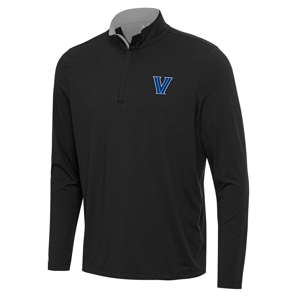 Men's Antigua Black Villanova Wildcats Content Quarter-Zip Pullover Top