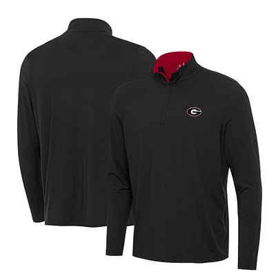 Men's Antigua Black Georgia Bulldogs Content Quarter-Zip Pullover Top