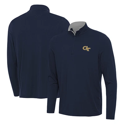 Men's Antigua Navy Georgia Tech Yellow Jackets Content Quarter-Zip Pullover Top