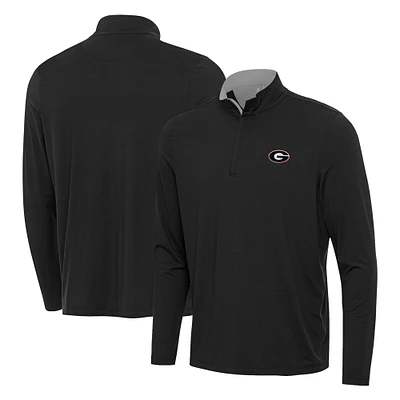 Men's Antigua Heather Gray Georgia Bulldogs Content Quarter-Zip Pullover Top