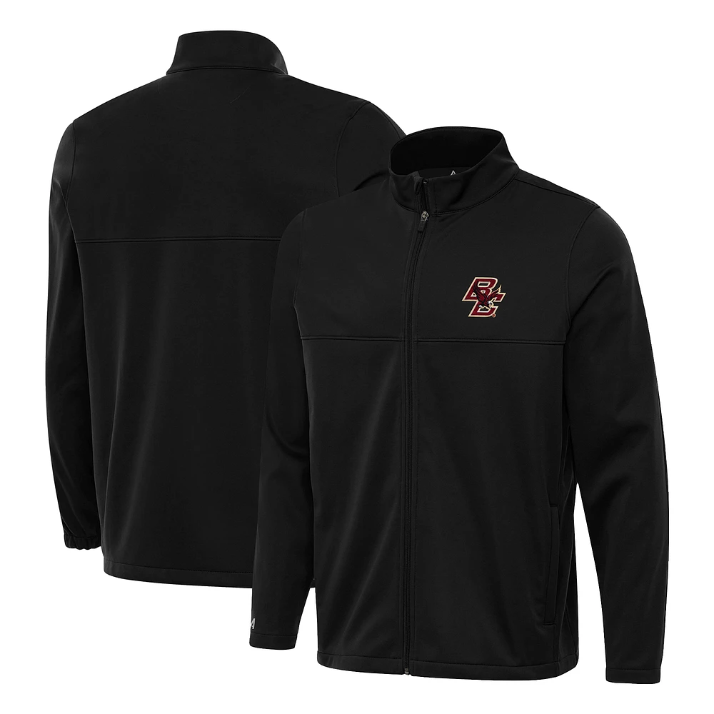 Men's Antigua Black Boston College Eagles Links 2 Full-Zip Golf Jacket