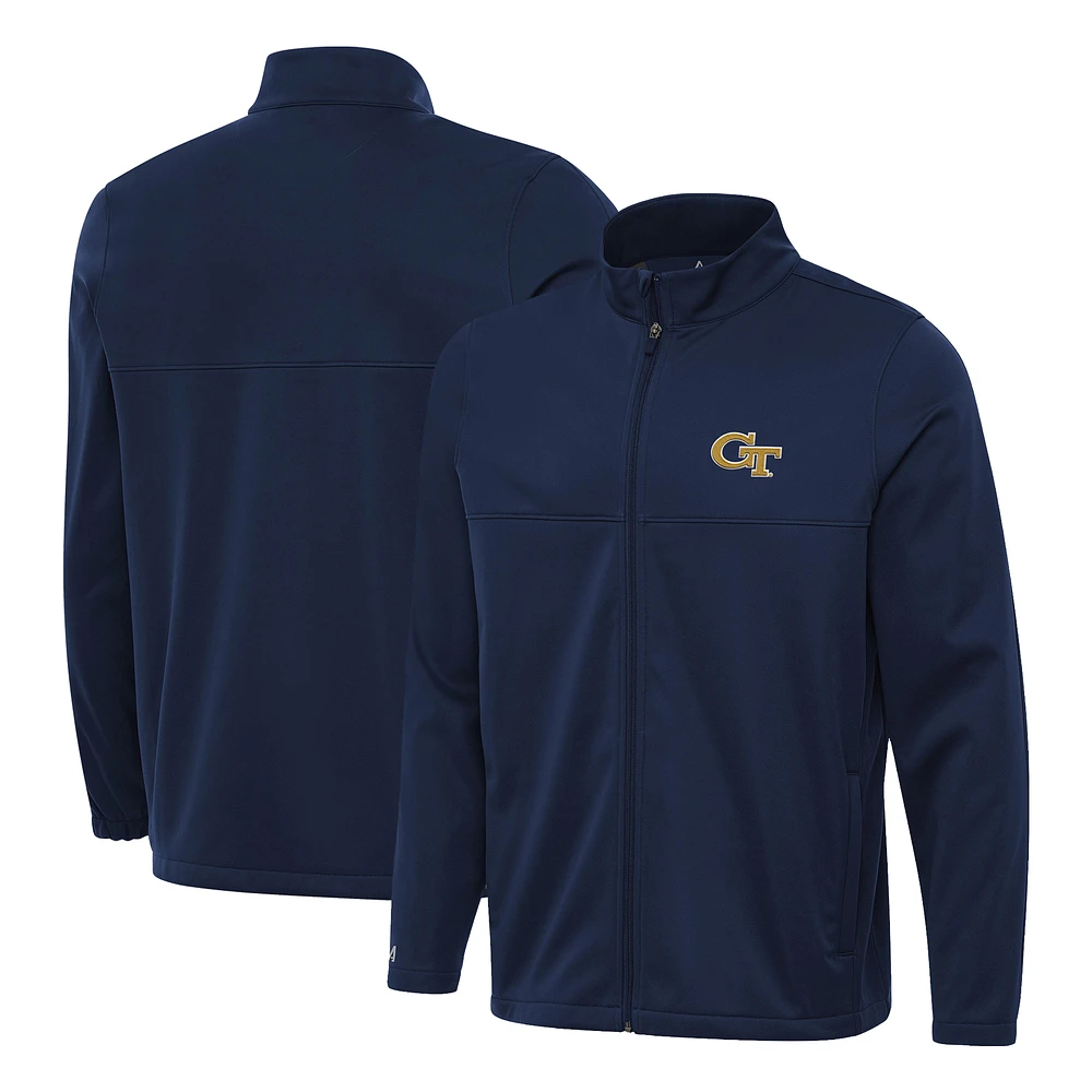 Men's Antigua Navy Georgia Tech Yellow Jackets Links 2 Full-Zip Golf Jacket