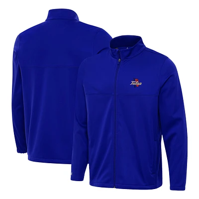 Men's Antigua Royal Tulsa Golden Hurricane Links 2 Full-Zip Golf Jacket