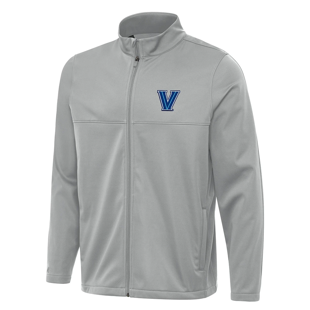 Men's Antigua Gray Villanova Wildcats Links 2 Full-Zip Golf Jacket