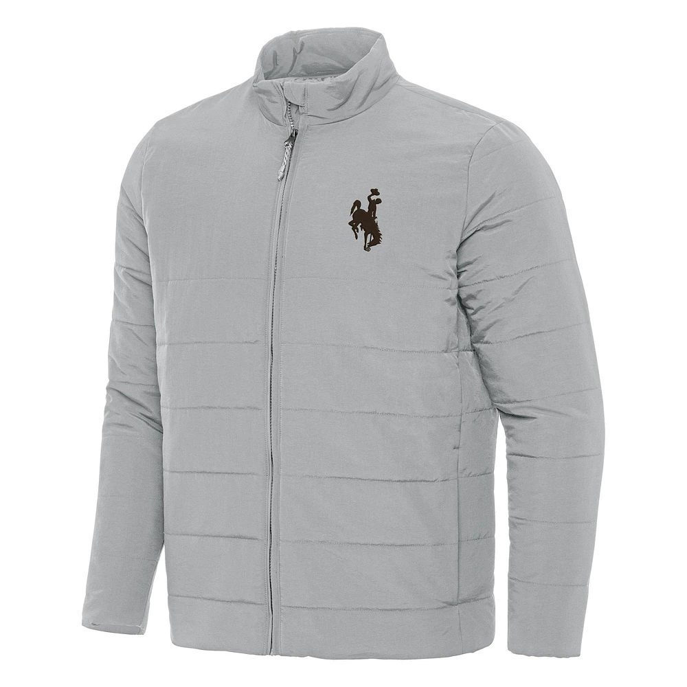 Men's Antigua Gray Wyoming Cowboys Swelter Full-Zip Jacket