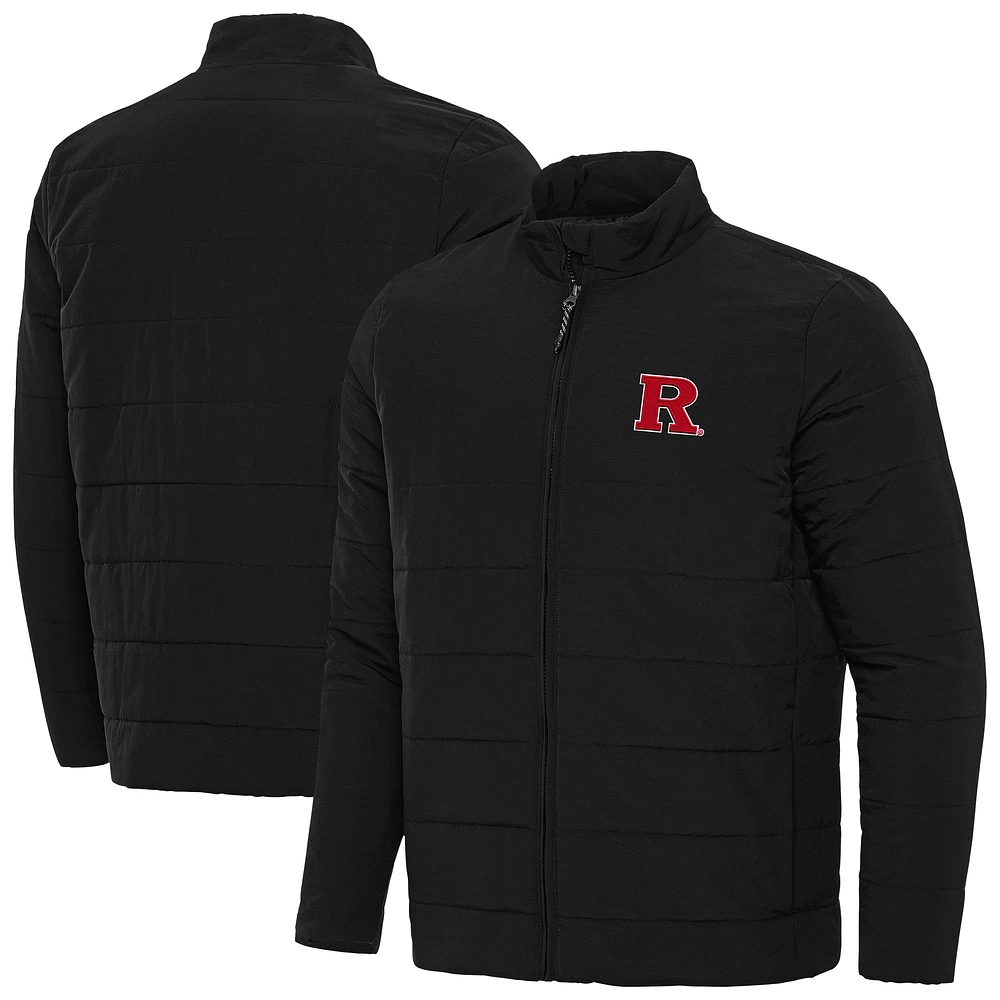 Men's Antigua Black Rutgers Scarlet Knights Swelter Full-Zip Jacket