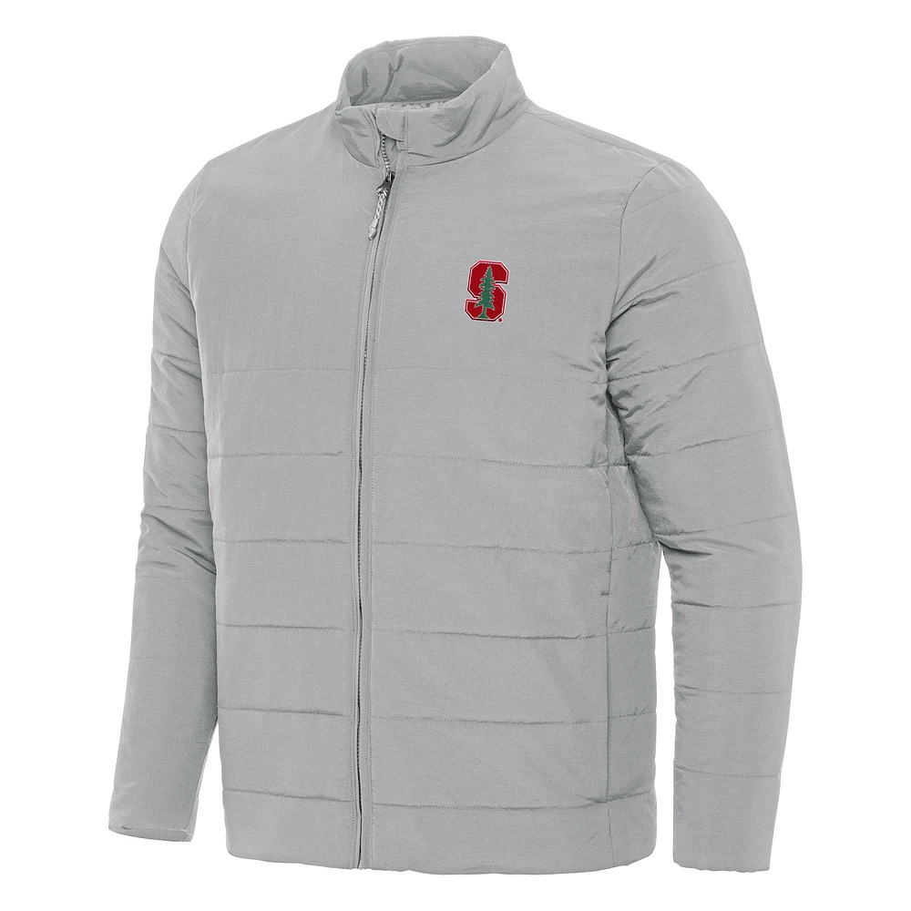 Men's Antigua Gray Stanford Cardinal Swelter Full-Zip Jacket