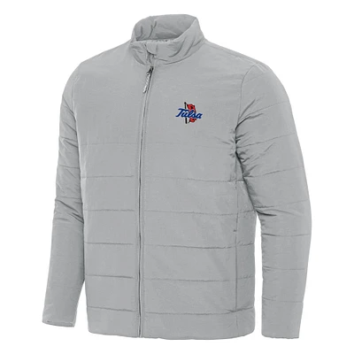 Men's Antigua Gray Tulsa Golden Hurricane Swelter Full-Zip Jacket