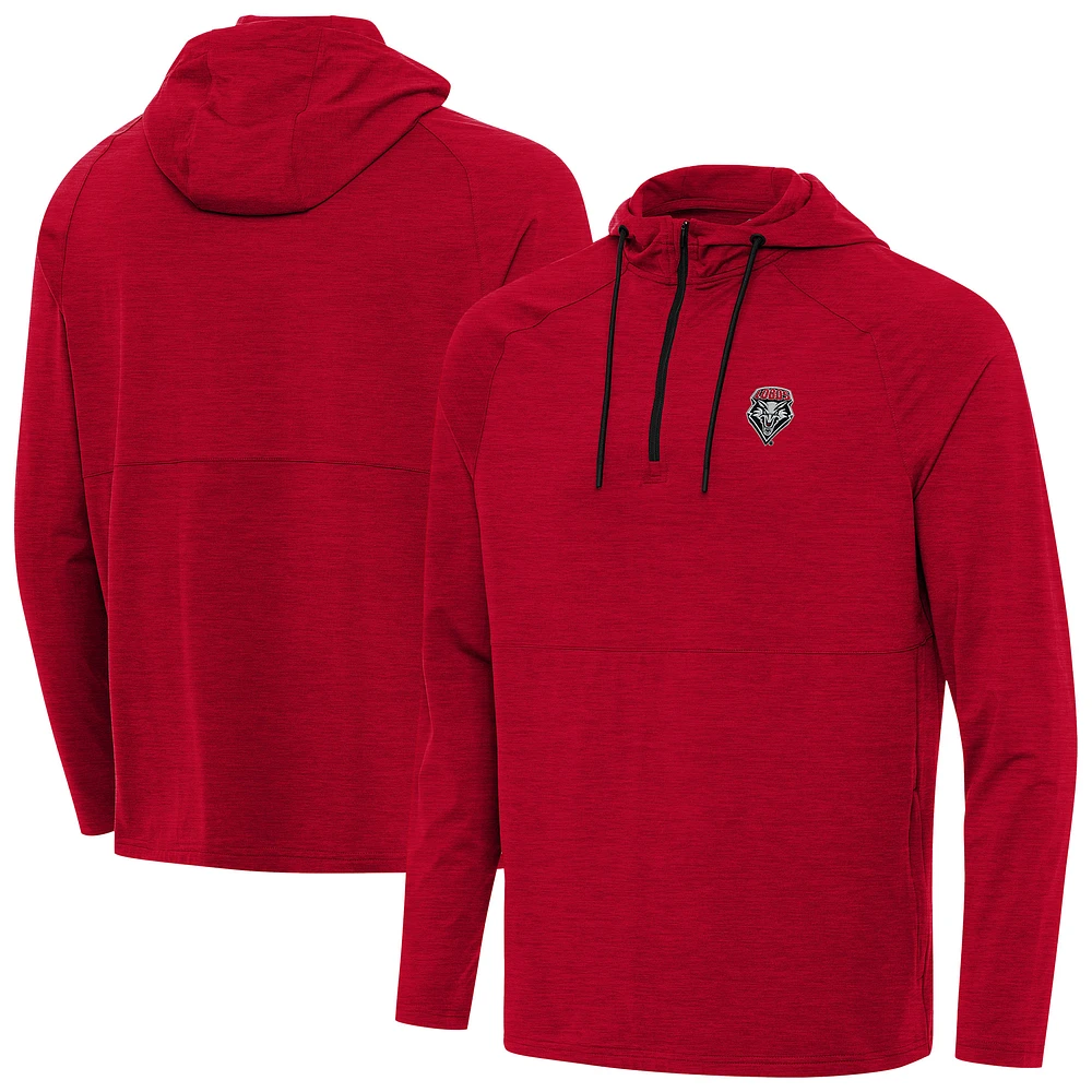 Men's Antigua Heather New Mexico Lobos Spikes Quarter-Zip Hoodie