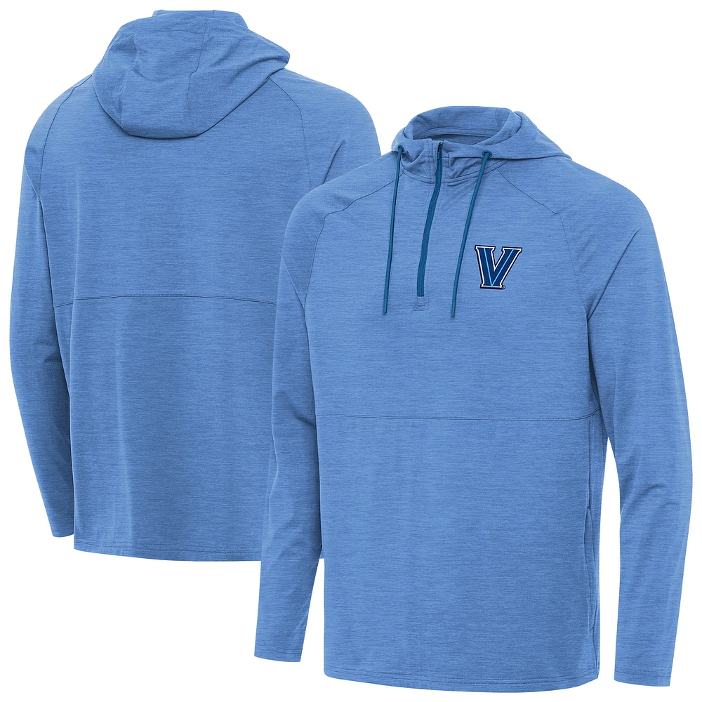 Men's Antigua Heather Powder Blue Villanova Wildcats Spikes Quarter-Zip Hoodie
