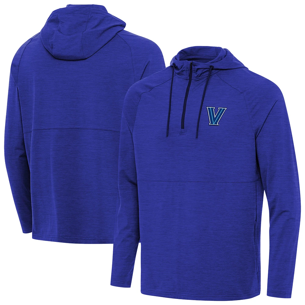 Men's Antigua Heather Royal Villanova Wildcats Spikes Quarter-Zip Hoodie