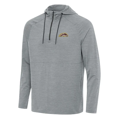 Men's Antigua Heather Gray Western Michigan Broncos Spikes Quarter-Zip Hoodie