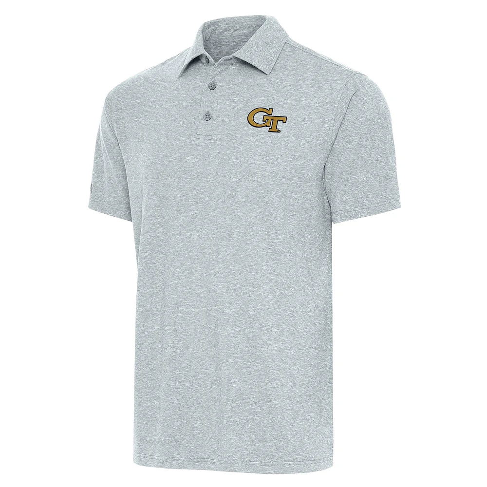 Men's Antigua Heather Gray Georgia Tech Yellow Jackets Big & Tall Par 3 Polo