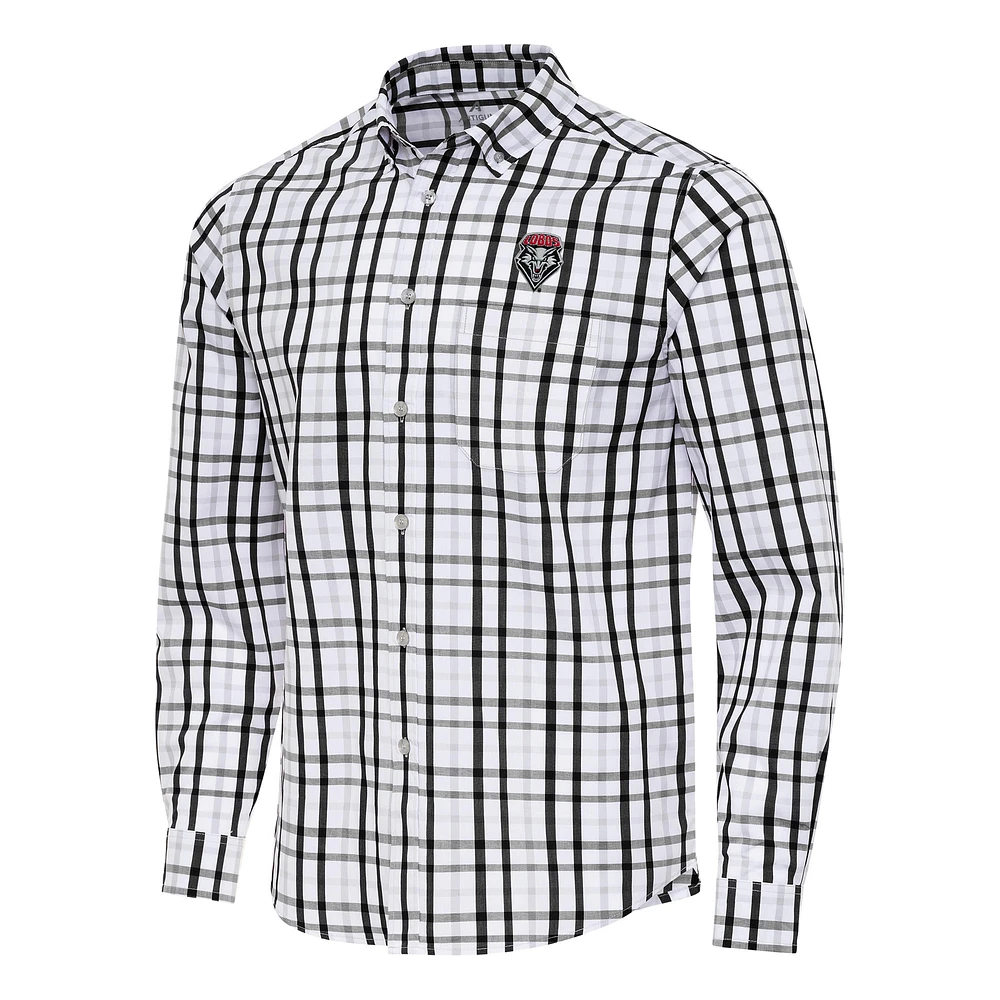 Men's Antigua Black New Mexico Lobos Tending 2 Tri-Blend Long Sleeve Button-Down Shirt