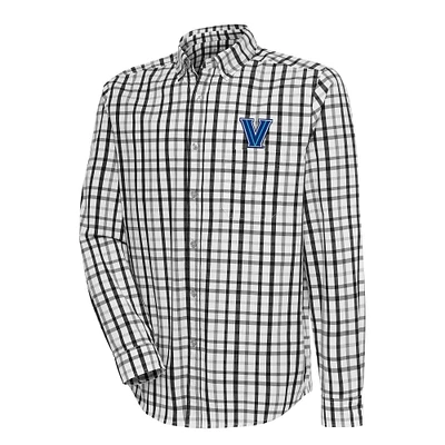 Men's Antigua Black Villanova Wildcats Tending 2 Tri-Blend Long Sleeve Button-Down Shirt