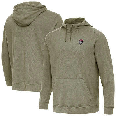 Men's Antigua Heather Olive New Mexico Lobos Cloud Pullover Hoodie
