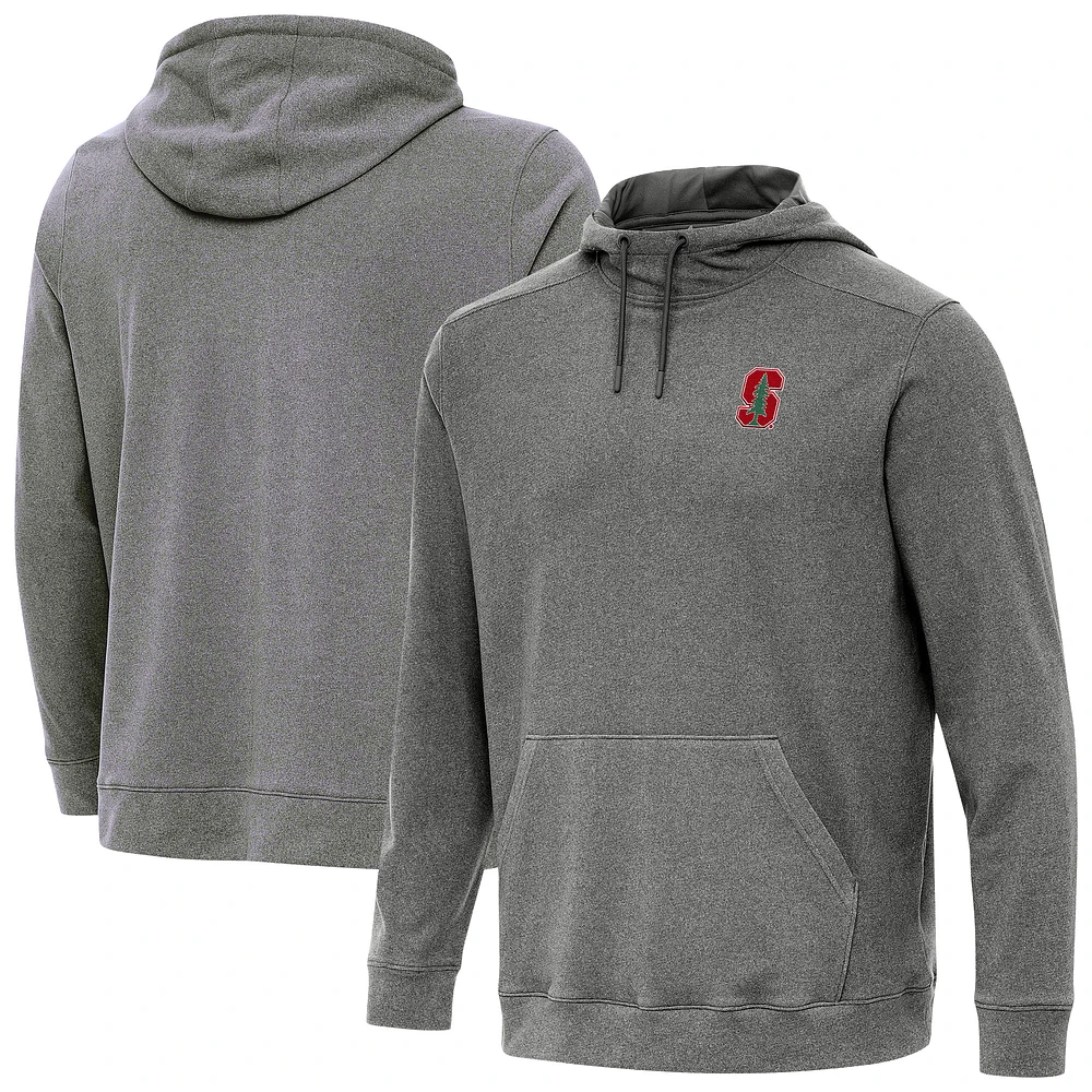 Men's Antigua Heather Charcoal Stanford Cardinal Cloud Pullover Hoodie