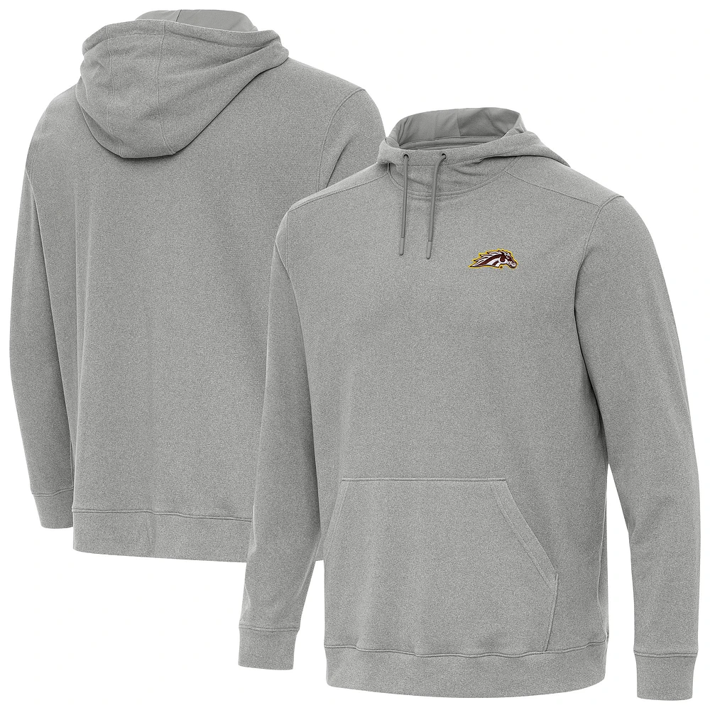 Men's Antigua Heather Gray Western Michigan Broncos Cloud Pullover Hoodie