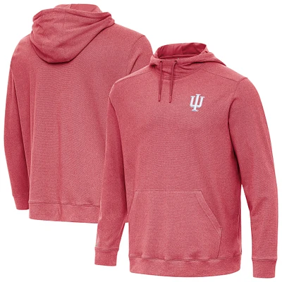 Men's Antigua Heather Red Indiana Hoosiers Cloud Pullover Hoodie