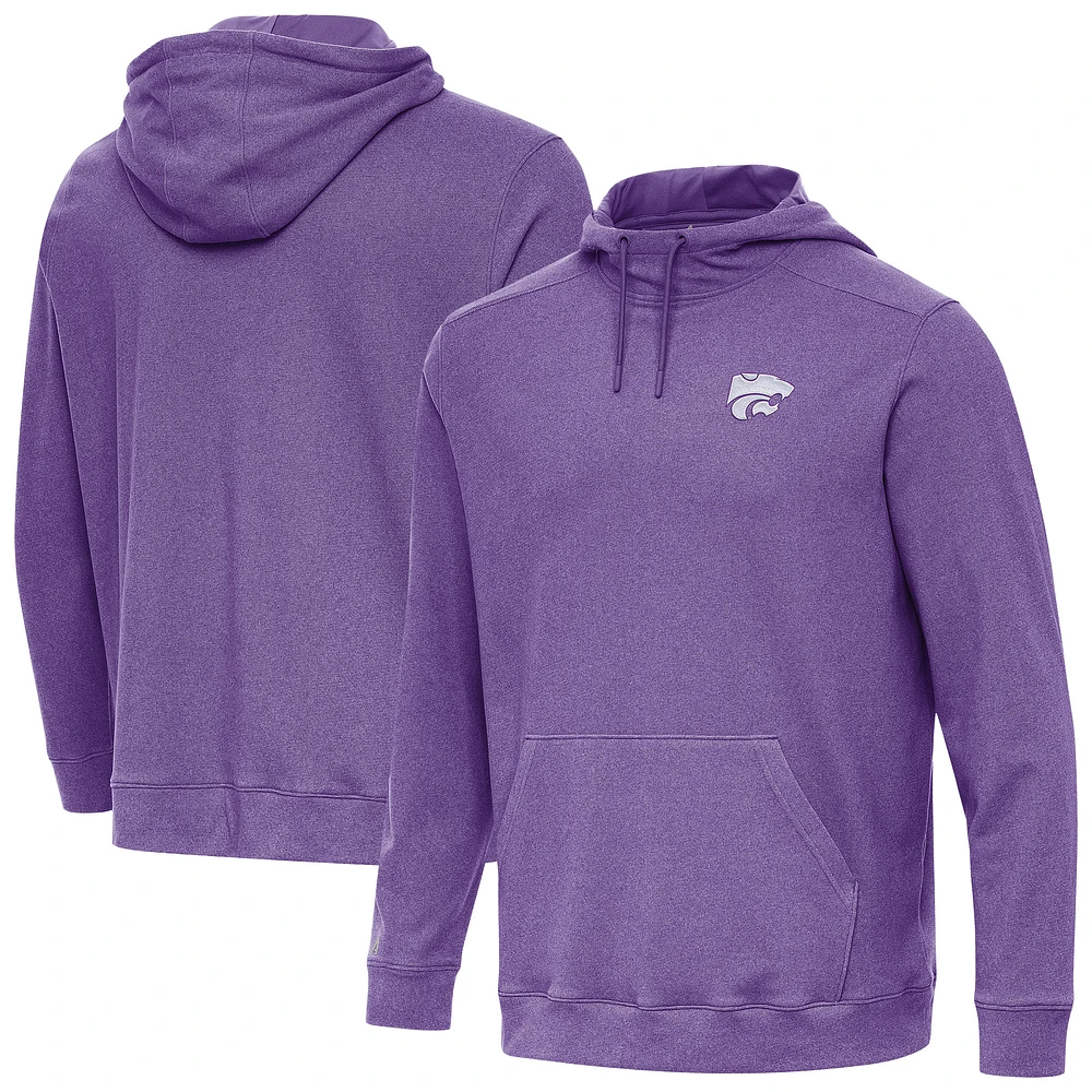 Men's Antigua Heather Purple Kansas State Wildcats Cloud Pullover Hoodie