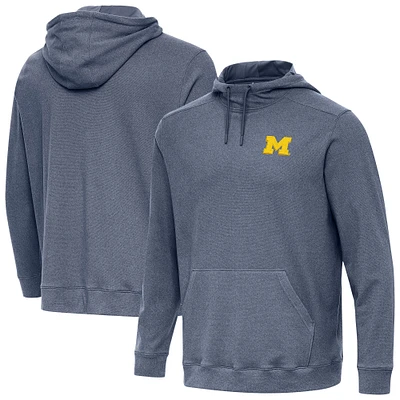 Men's Antigua Heather Navy Michigan Wolverines Cloud Pullover Hoodie