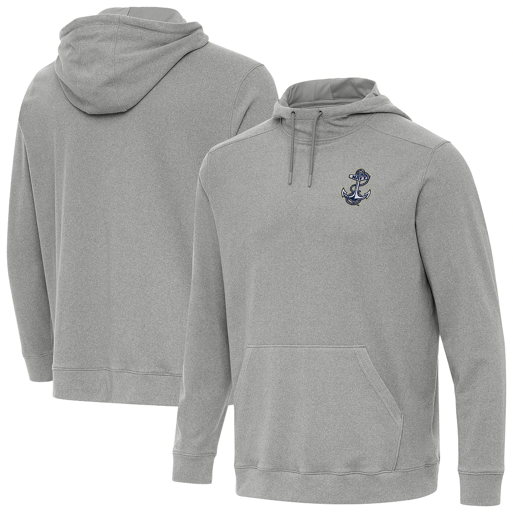 Men's Antigua Heather Navy Midshipmen Cloud Pullover Hoodie