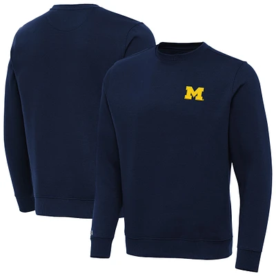 Men's Antigua Navy Michigan Wolverines Big & Tall Victory Crew Neck Pullover Sweatshirt