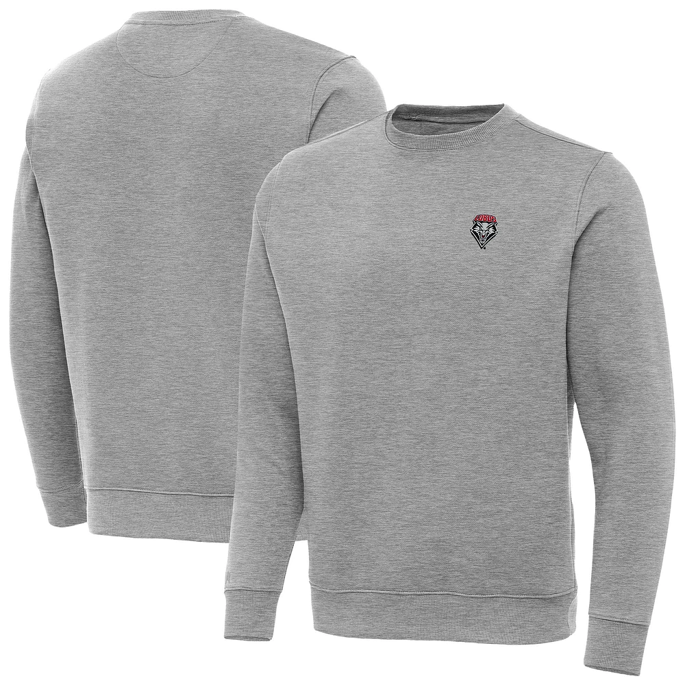 Men's Antigua Heather Gray New Mexico Lobos Big & Tall Victory Crew Neck Pullover Sweatshirt
