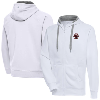 Men's Antigua White Boston College Eagles Big & Tall Victory Full-Zip Hoodie