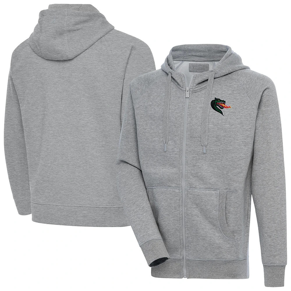 Men's Antigua Heather Gray UAB Blazers Big & Tall Victory Full-Zip Hoodie