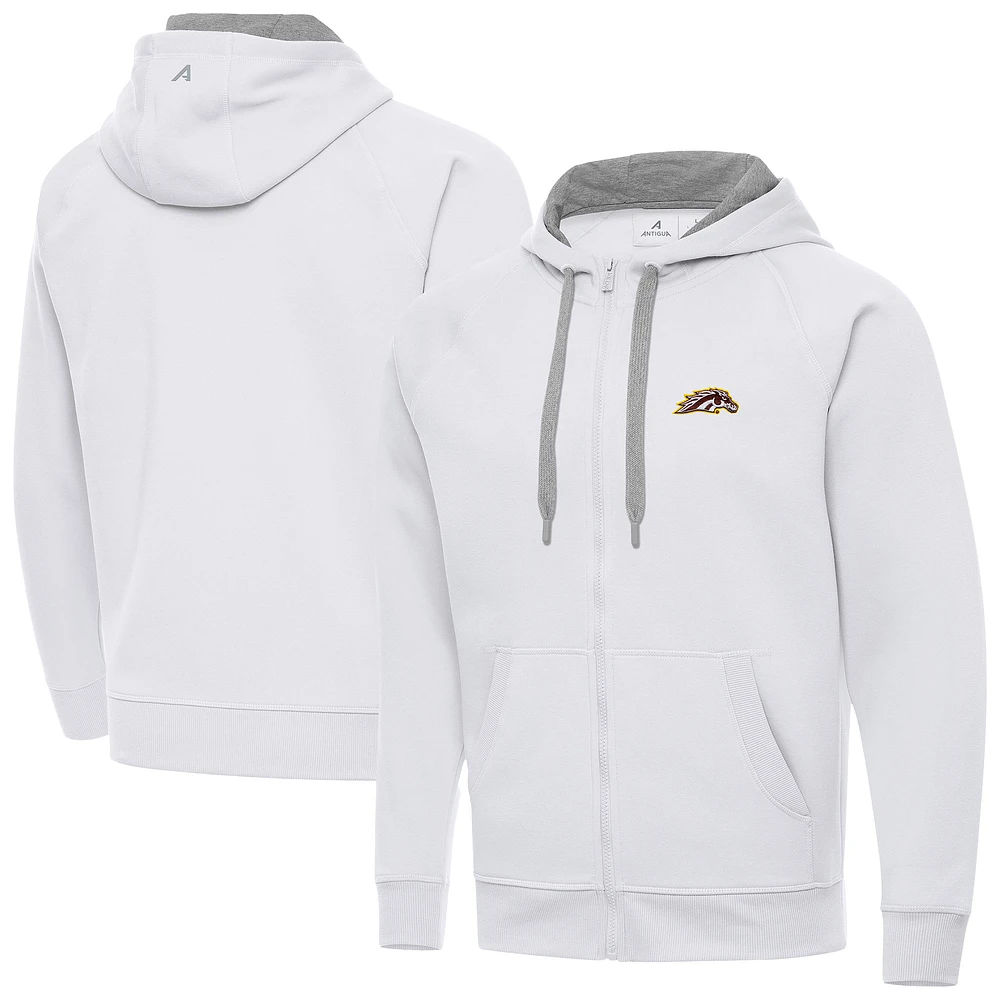 Men's Antigua White Western Michigan Broncos Big & Tall Victory Full-Zip Hoodie