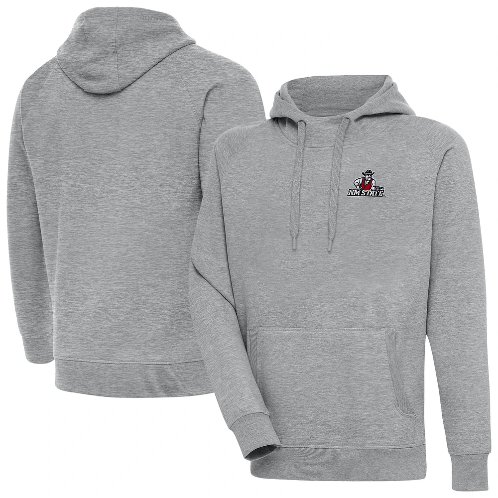 Men's Antigua Heather Gray New Mexico State Aggies Big & Tall Victory Pullover Hoodie