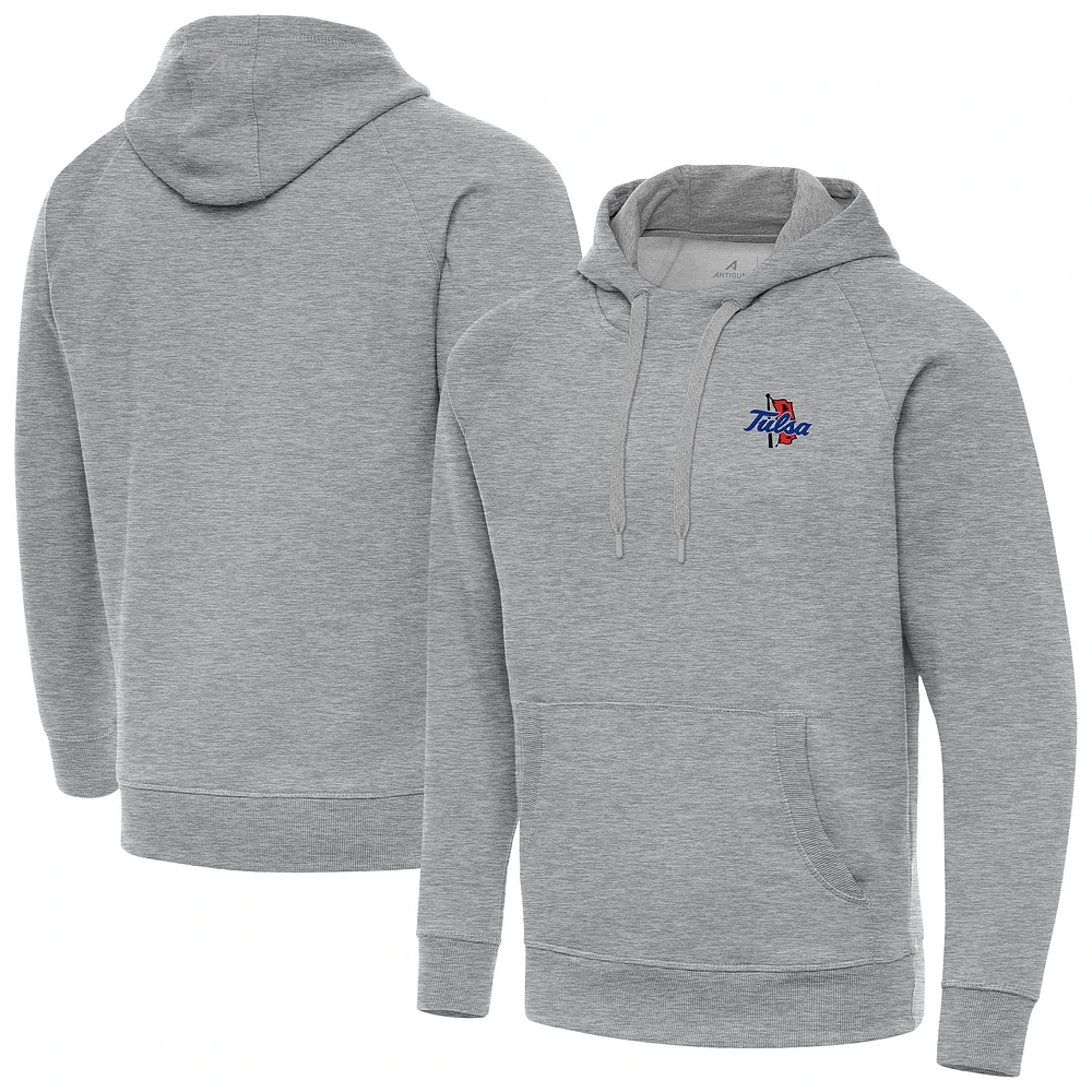 Men's Antigua Heather Gray Tulsa Golden Hurricane Big & Tall Victory Pullover Hoodie