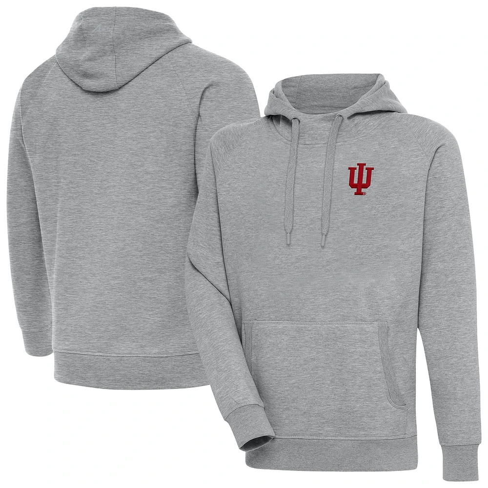 Men's Antigua Heather Gray Indiana Hoosiers Big & Tall Victory Pullover Hoodie