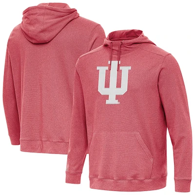 Men's Antigua Heather Crimson Indiana Hoosiers Cloud Pullover Hoodie