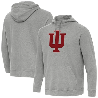 Men's Antigua Heather Gray Indiana Hoosiers Cloud Pullover Hoodie