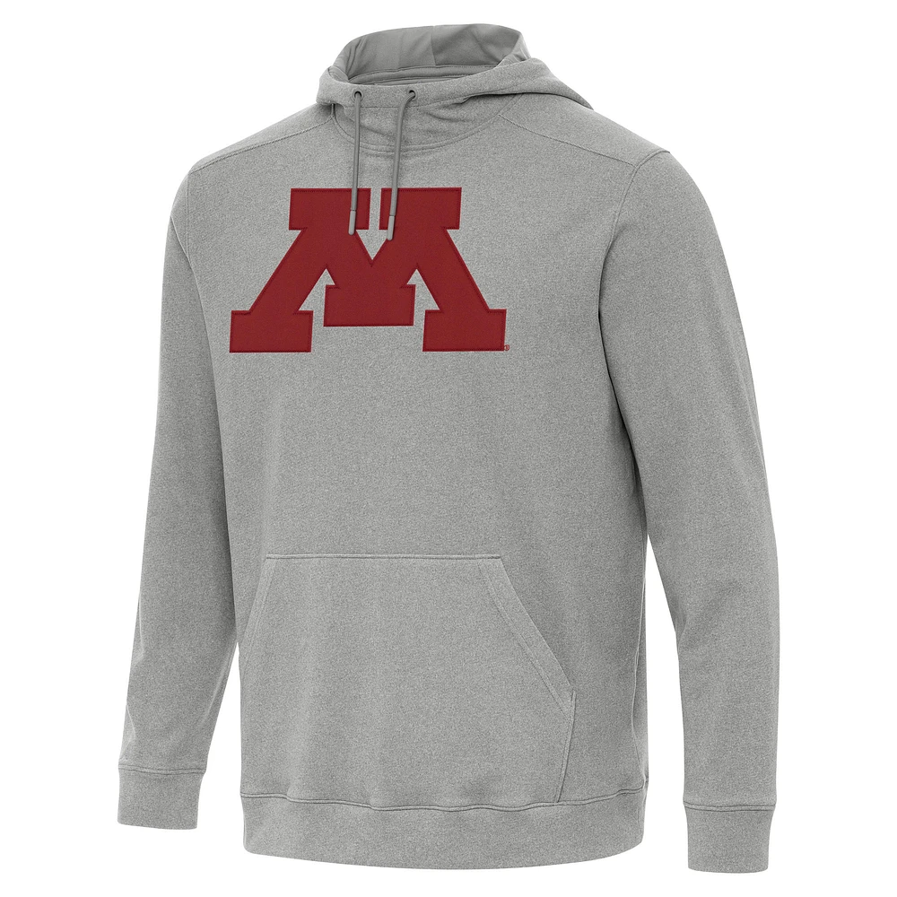 Men's Antigua Heather Gray Minnesota Golden Gophers Cloud Pullover Hoodie
